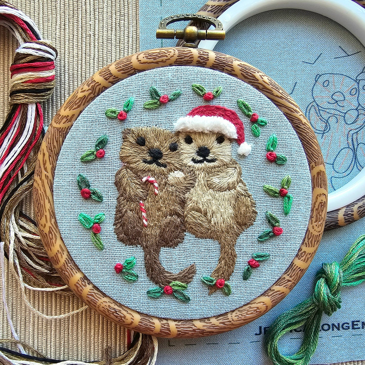 Holiday Otterly Adorable Ornament Embroidery Kit - Jessica Long Embroidery