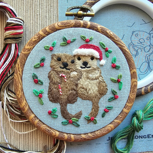 Holiday Otterly Adorable Ornament Embroidery Kit - Jessica Long Embroidery