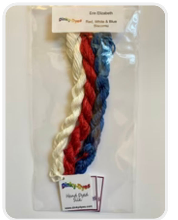 Red, White and Blue Biscornu Silk Pack for from Dinky Dyes