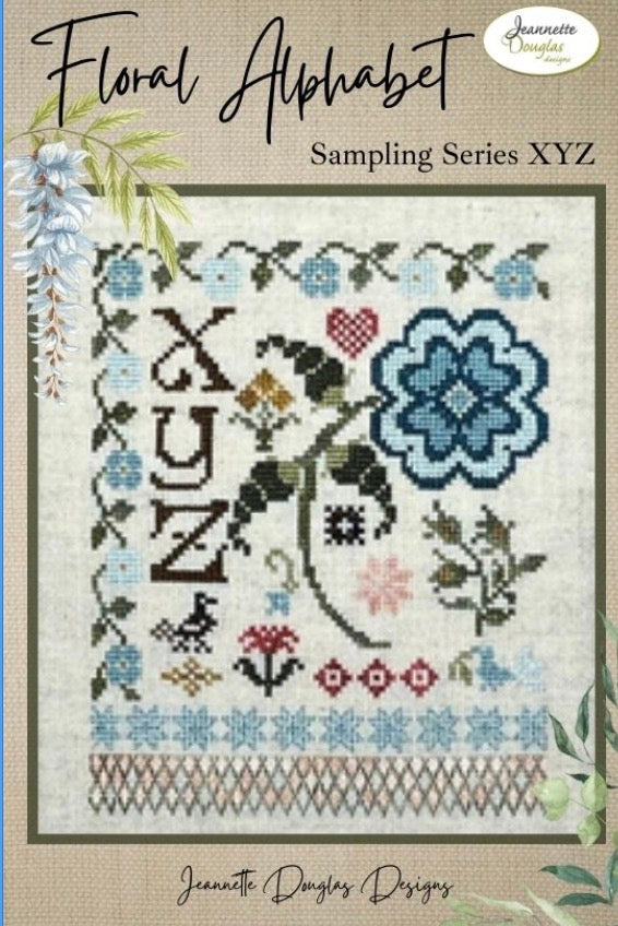 Floral Alphabet Sampling Series: XYZ - Jeannette Douglas Designs - 2026 Nashville Needlework Market PREORDER