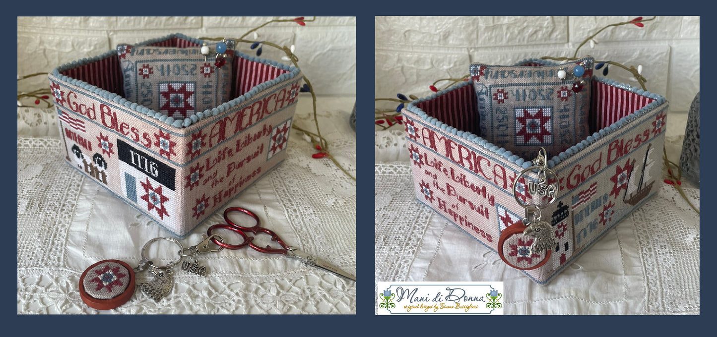 American Patriotic Sewing Basket - Mani di Donna