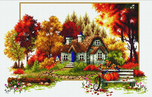 No Count Cross Stitch - Autumn Cottage