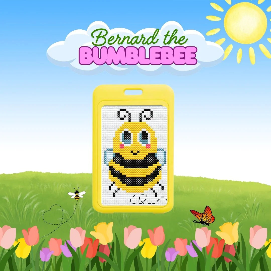 Bernard the Bumblebee Cross Stitch Luggage Tag Kit - Jumpseat Therapy