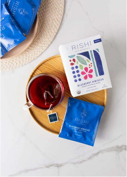 Blueberry Hibiscus Organic Herbal Tea Sachets - Rishi Tea & Botanicals