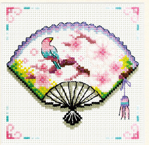 No Count Cross Stitch - Cherry Blossom Fan