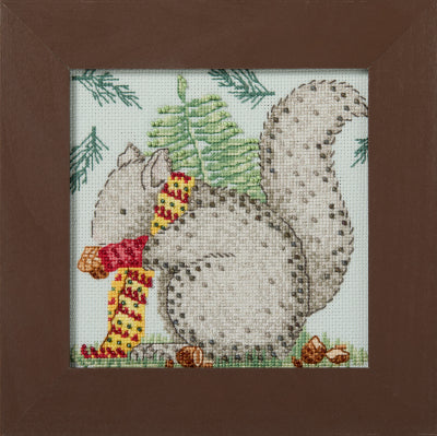 Nutty Squirrel - Woodland Friends Series - Debbie Mumm Beaded Cross Stitch Kit - Mill Hill