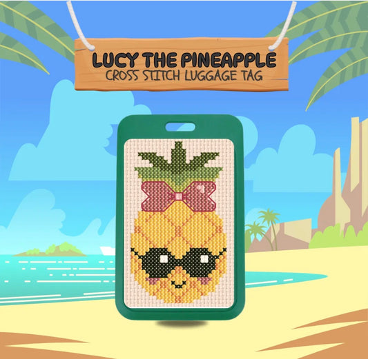 Lucy the Pineapple Cross Stitch Luggage Tag Kit - Green - Jumpseat Therapy