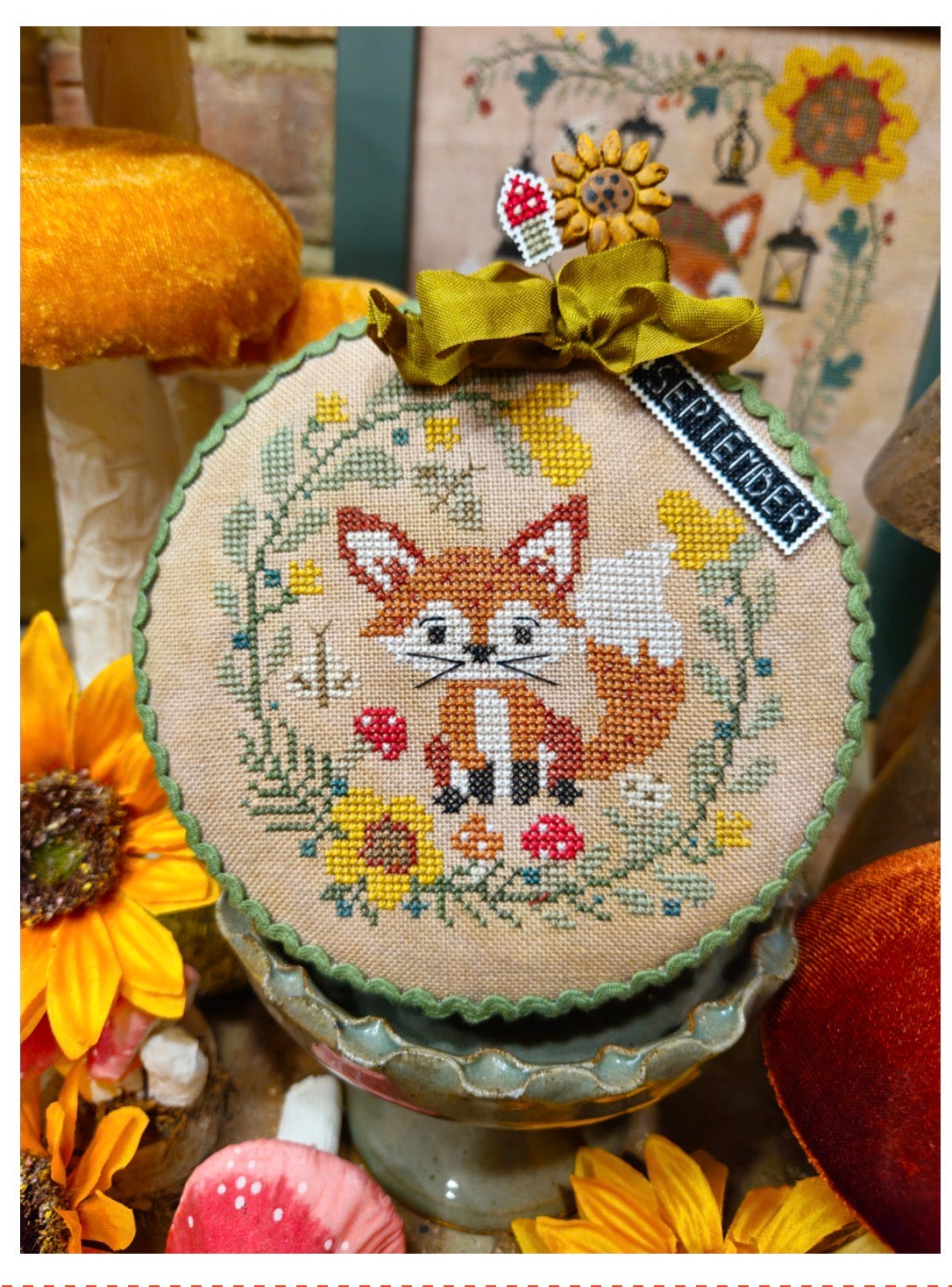 Pin Drum Shorties  Month # 9 Fox - Quaint Rose Needlearts - 2026 Needlework Marketplace PREORDER