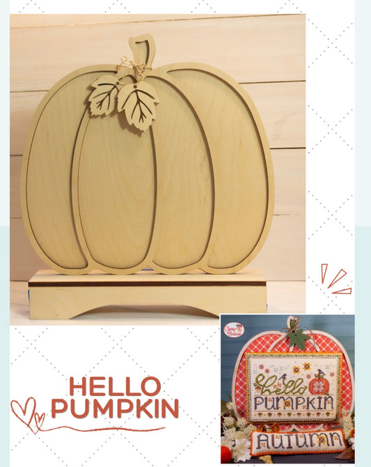 Hello Pumpkin  Wooden Backer - Cherry Blossoms