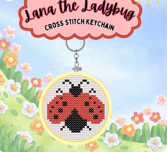 Lana The Ladybug Cross Stitch Keychain Kit - Jumpseat Therapy