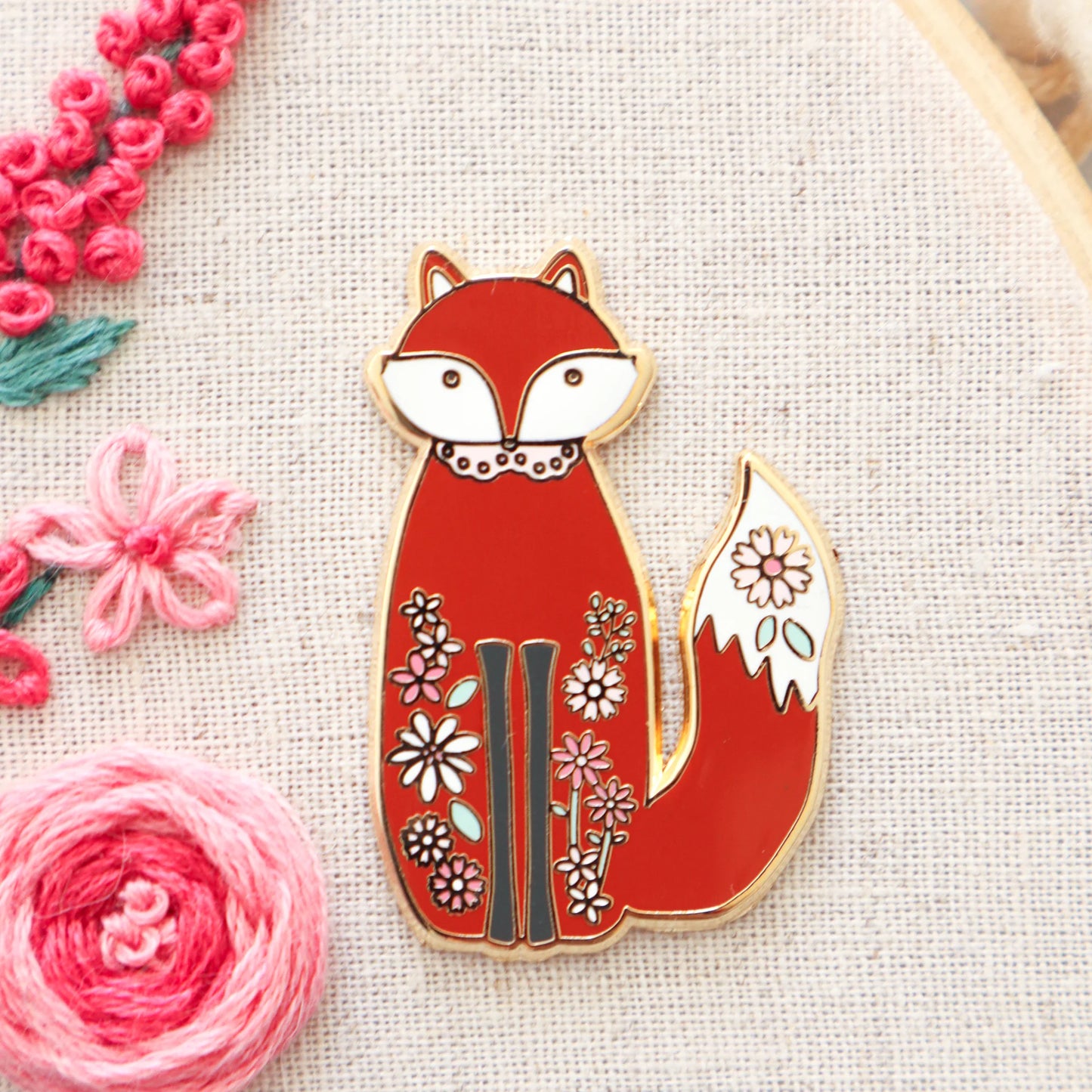 Floral Fox Needle Minder - Flamingo Toes
