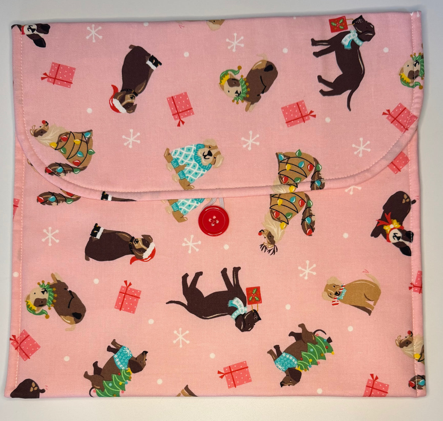 Holiday Dogs Fabric Envelope Style Project Bag