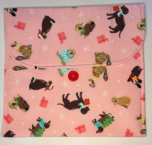 Holiday Dogs Fabric Envelope Style Project Bag