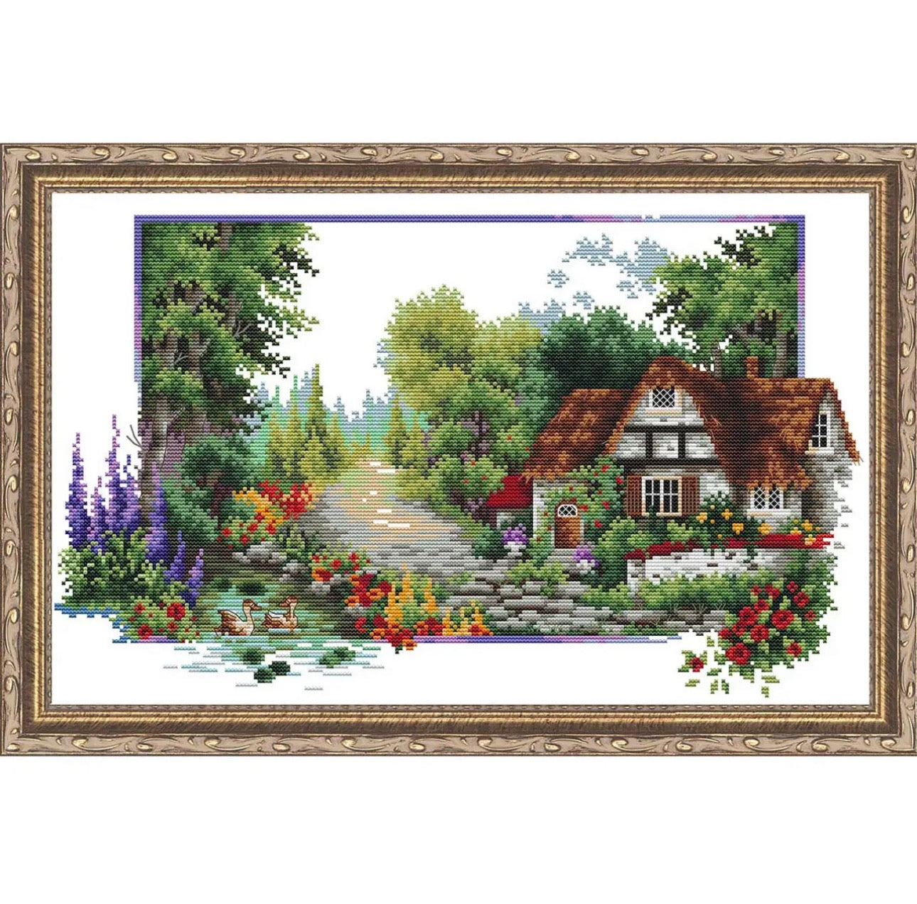 No Count Cross Stitch - English Cottage Stream