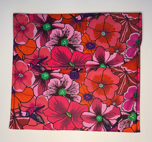 Large Red and Pink Flowers Fabric Envelope Style Project Bag