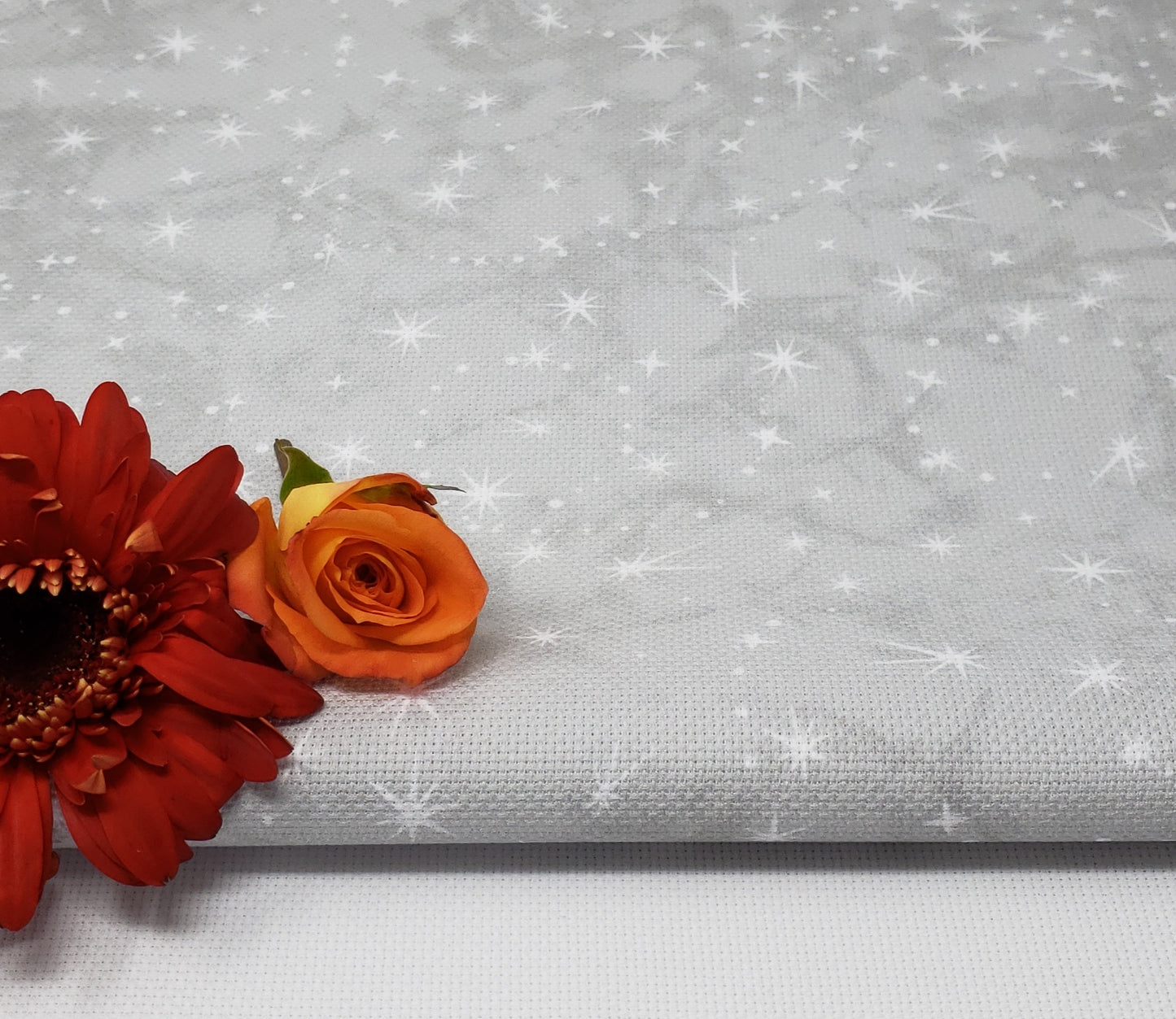 28 Count Evenweave Fairy Dust Grey on Cream Fabric by Fabric Flair