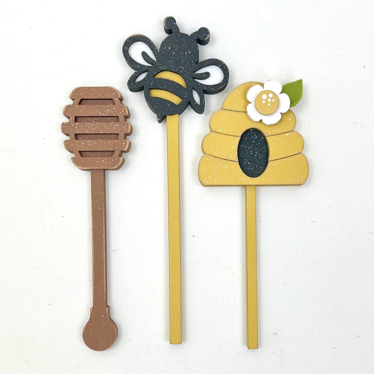 Unfinished Wood Honey Bee Mug Sticks from Paisley's and Polka Dots