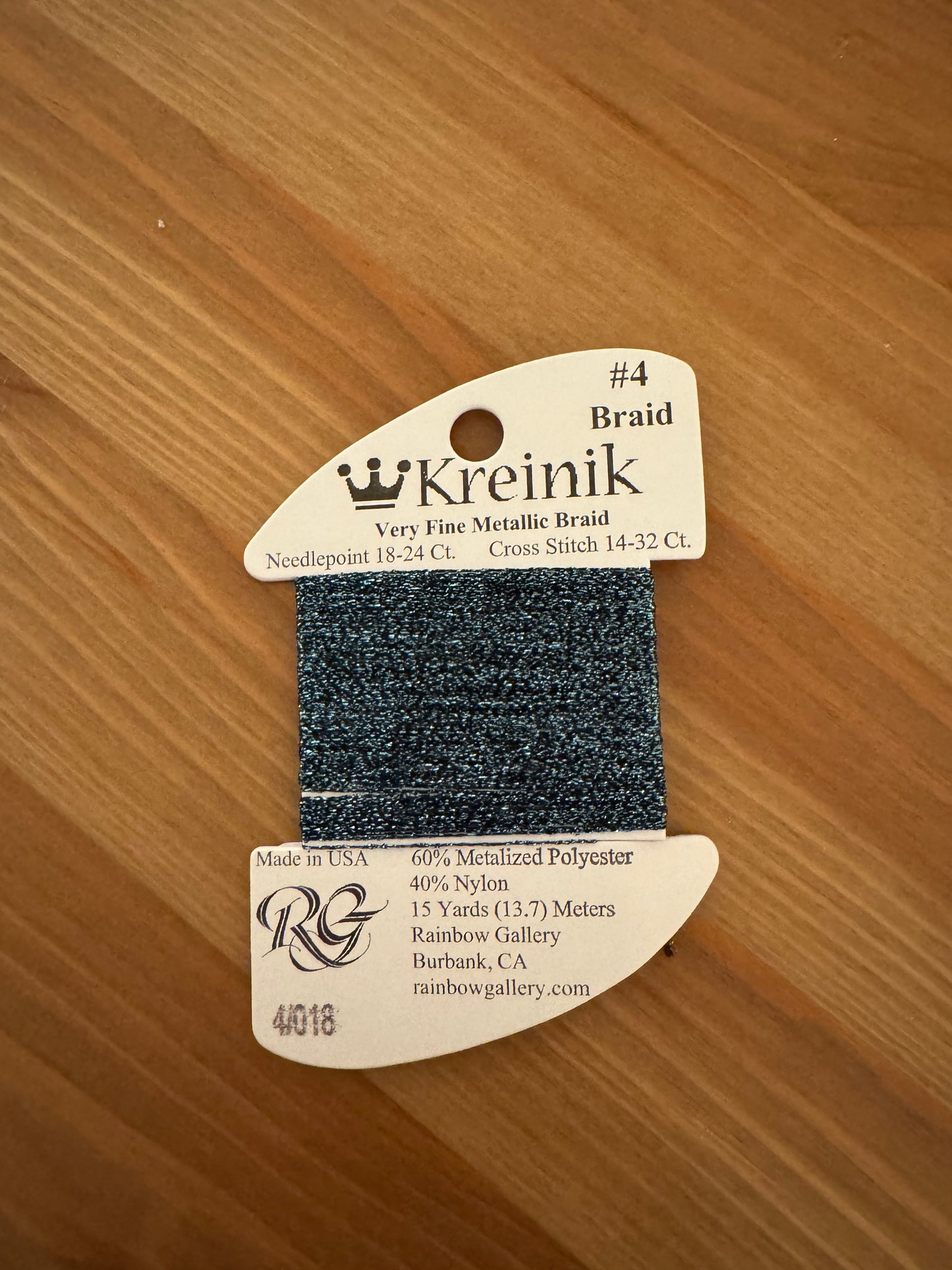 Navy (4/018) - #4 Very Fine Metallic Braid - Kreinik