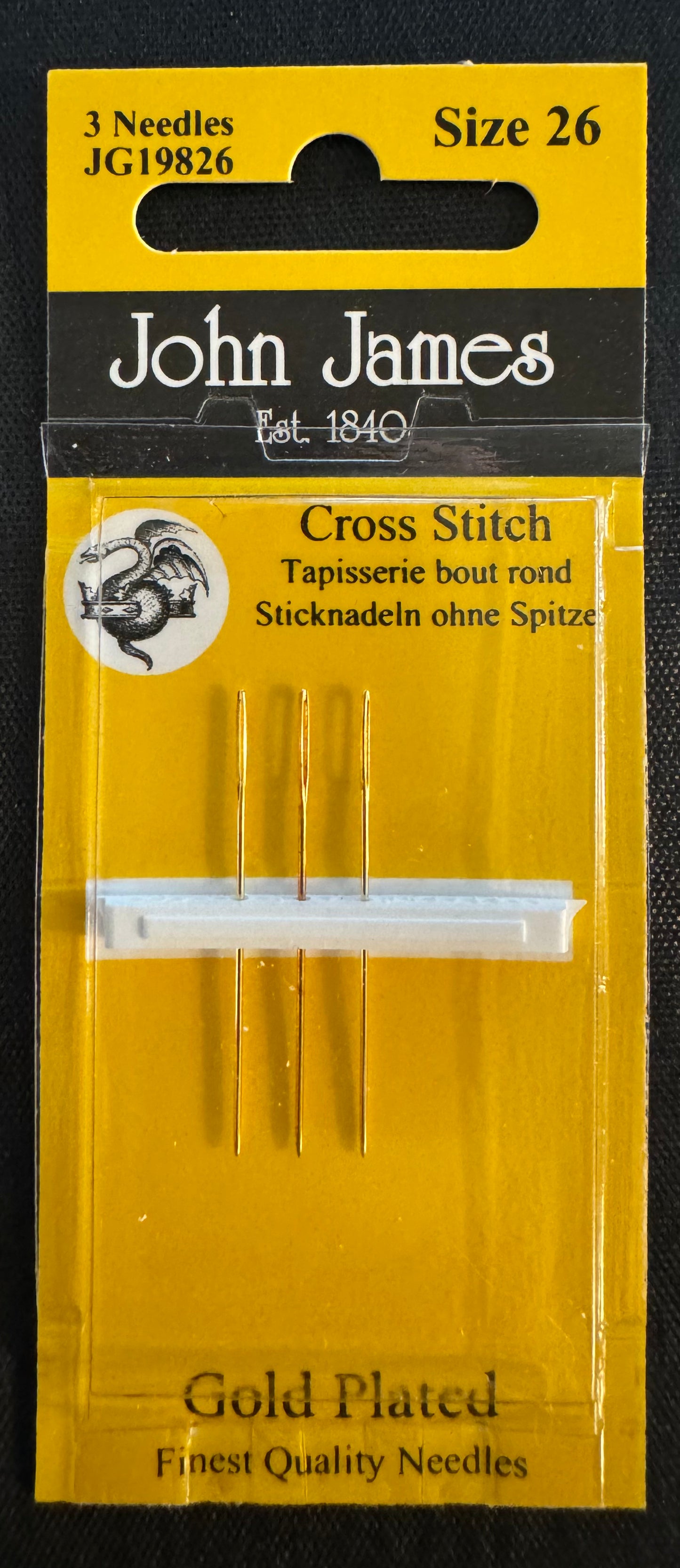 Size 26 Gold Plated John James Tapestry Needles