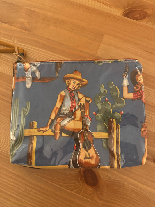 Blue Western Cowgirl Accessory Pouch - Atenti