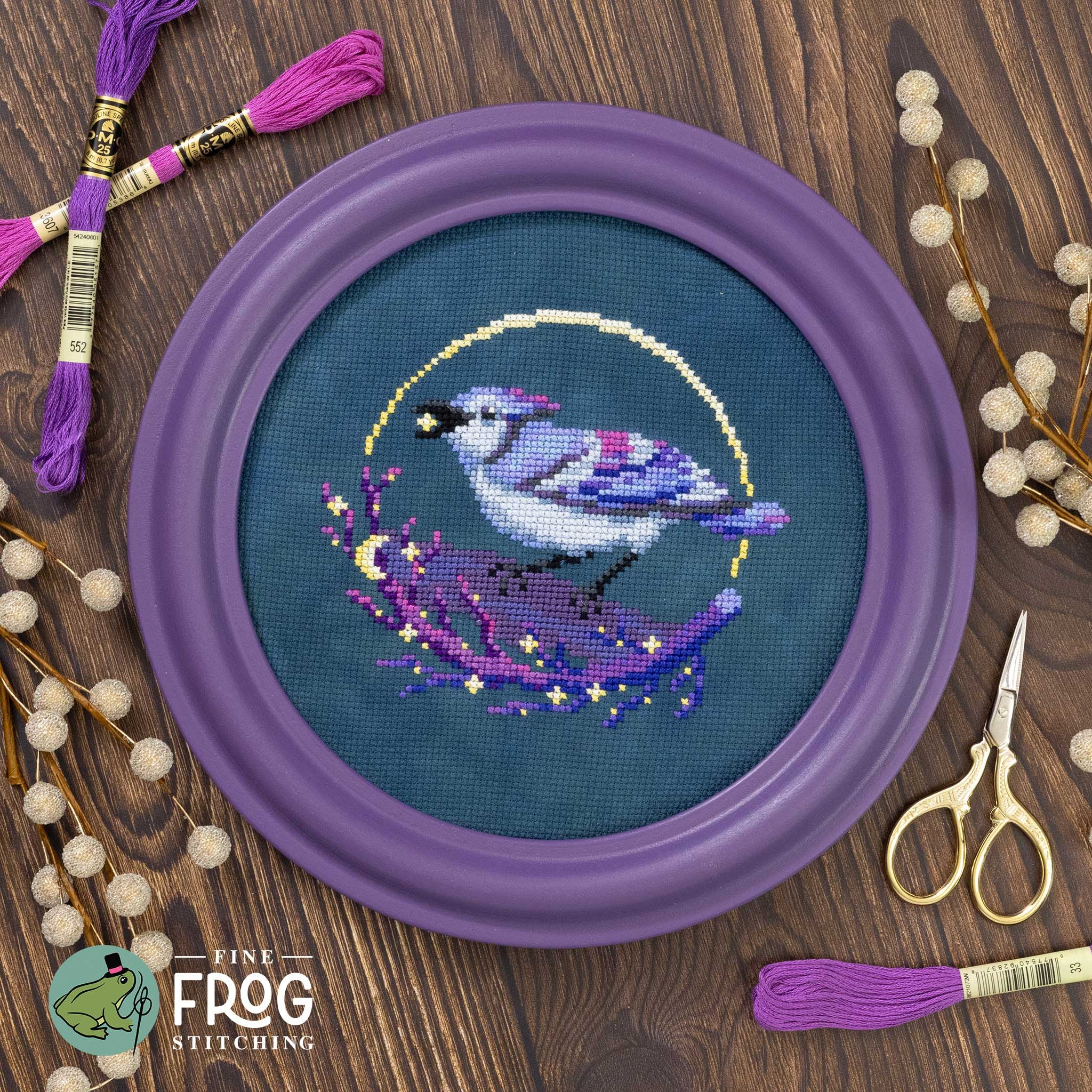 Bluejay Star-Picker - Fine Frog Stitching – Bee Youtiful Sip and Stitchery