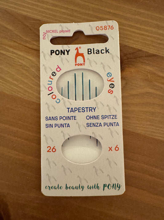 Size 26 Pony Black Colored Eye Tapestry Needles
