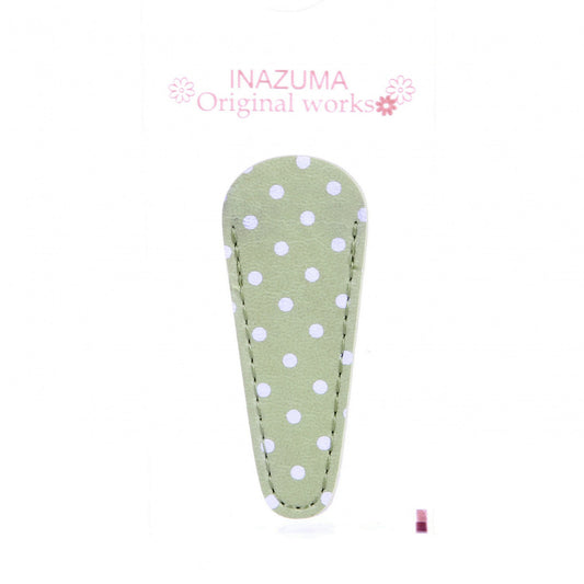 Leatherlike Polka Dot Embroidery Scissors Case Light Green