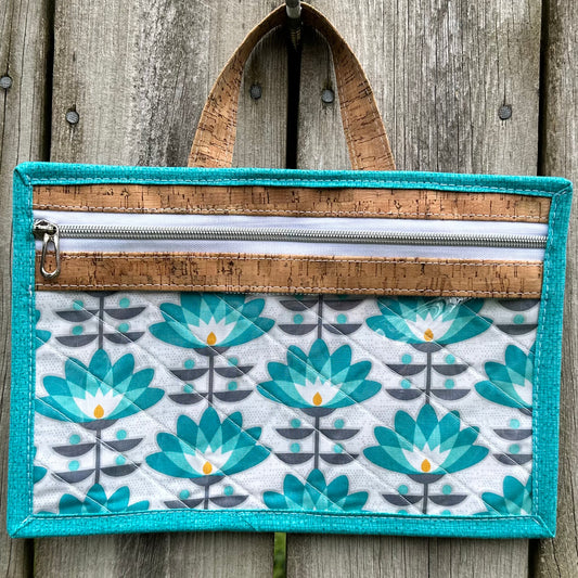 Small Vinyl Front Deco Bloom Project Bag by Whiskey Glass Designs