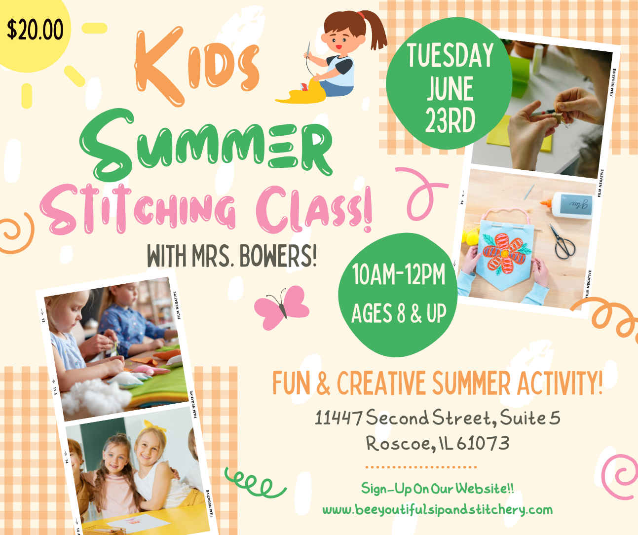 Kids Stitch Summer Cross Stitch Class!