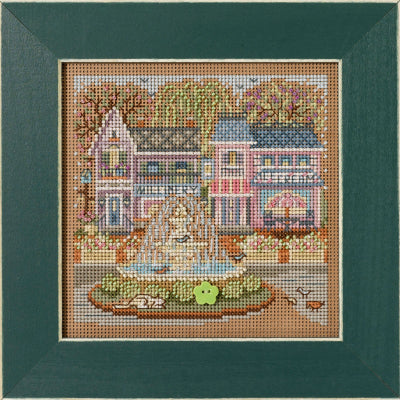 Town Square - Buttons and Beads Spring Series Main Street- Beaded Cross Stitch Kit - Mill Hill