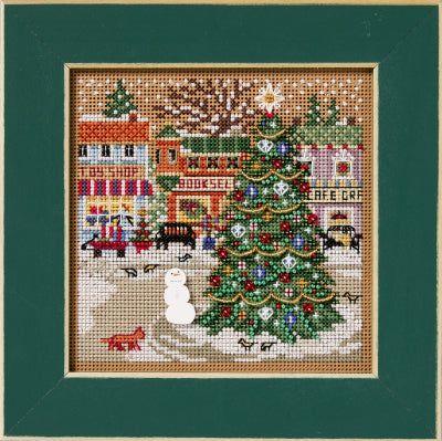 Holiday Square - Buttons and Beads Christmas Village - Beaded Cross Stitch Kit - Mill Hill