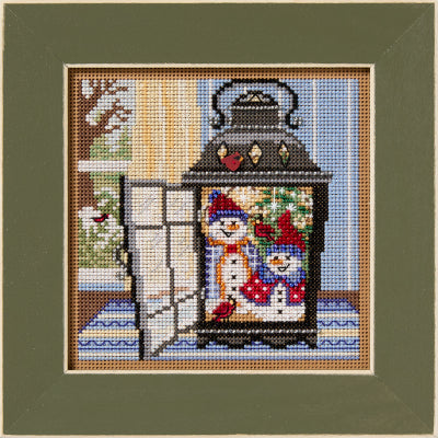 Snowman Lantern - Buttons and Beads Winter Series - Beaded Cross Stitch Kit - Mill Hill