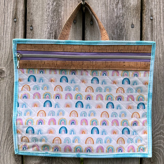 Medium Vinyl Front Rainbows Project Bag by Whiskey Glass Designs