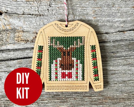 Monty Moose Sweater Ornament Kit - Canadian Stitchery