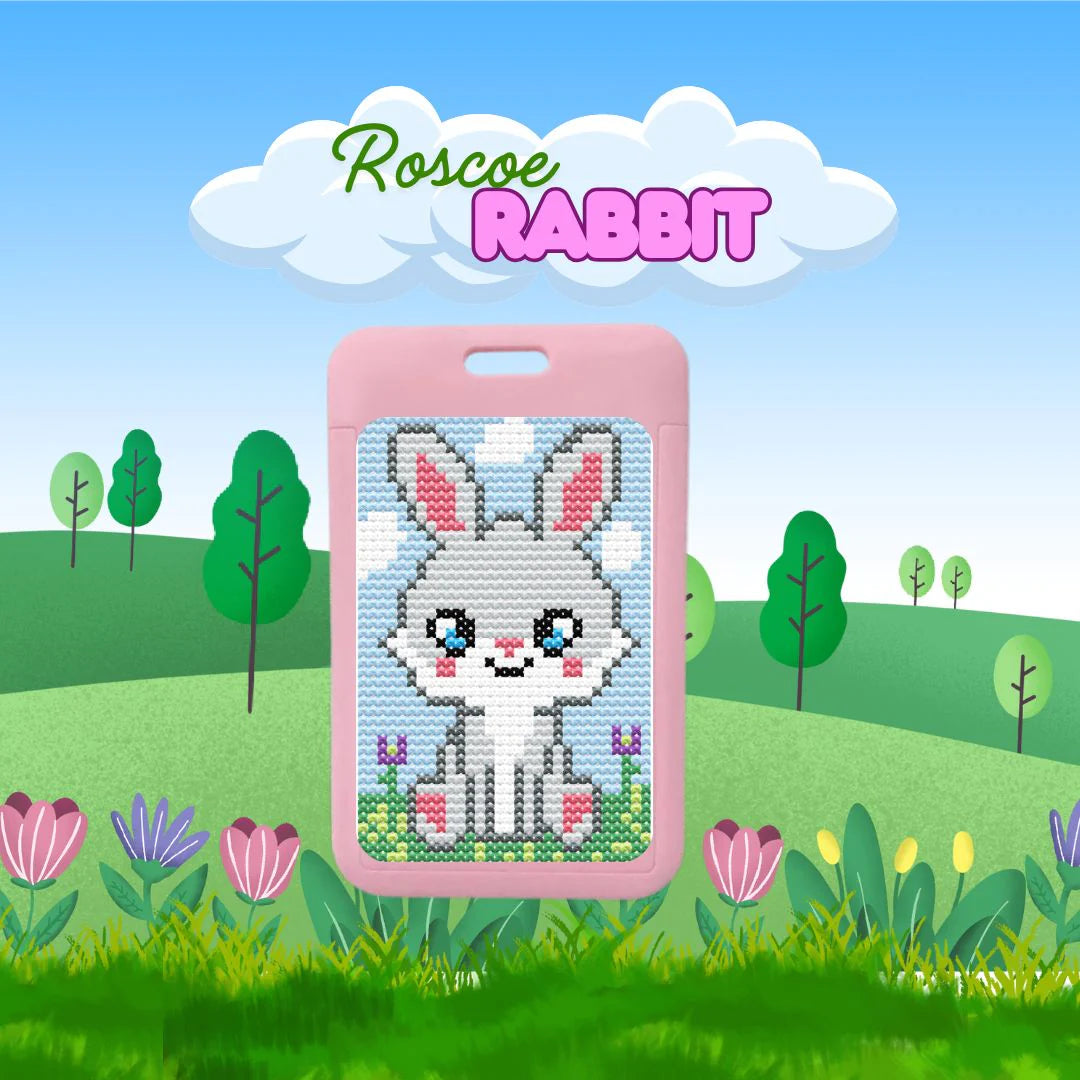 Roscoe the Rabbit Cross Stitch Luggage Tag Kit - Jumpseat Therapy
