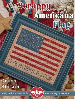 Scrappy Americana Flag Cross Stitch Pattern - Bee In My Bonnet - Lori Holt