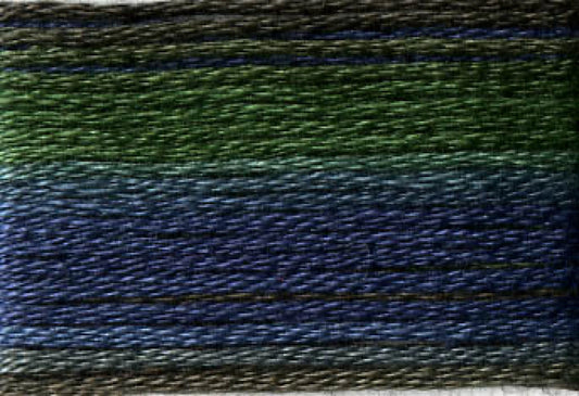 8025 Cosmo Seasons Variegated Cotton Embroidery Floss Dark Greens/Blues
