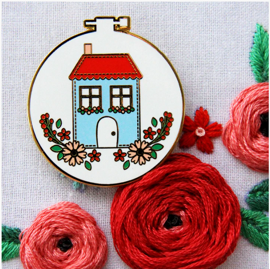 Sweet Home Embroidery Hoop Needle Minder - Flamingo Toes