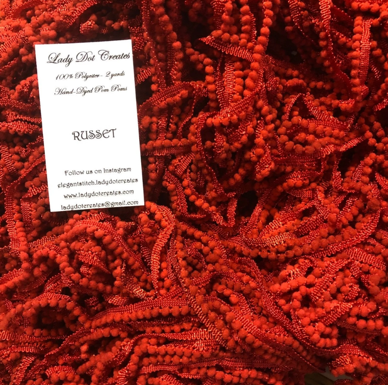 Pom Pom Trim - Russet - Lady Dot Creates
