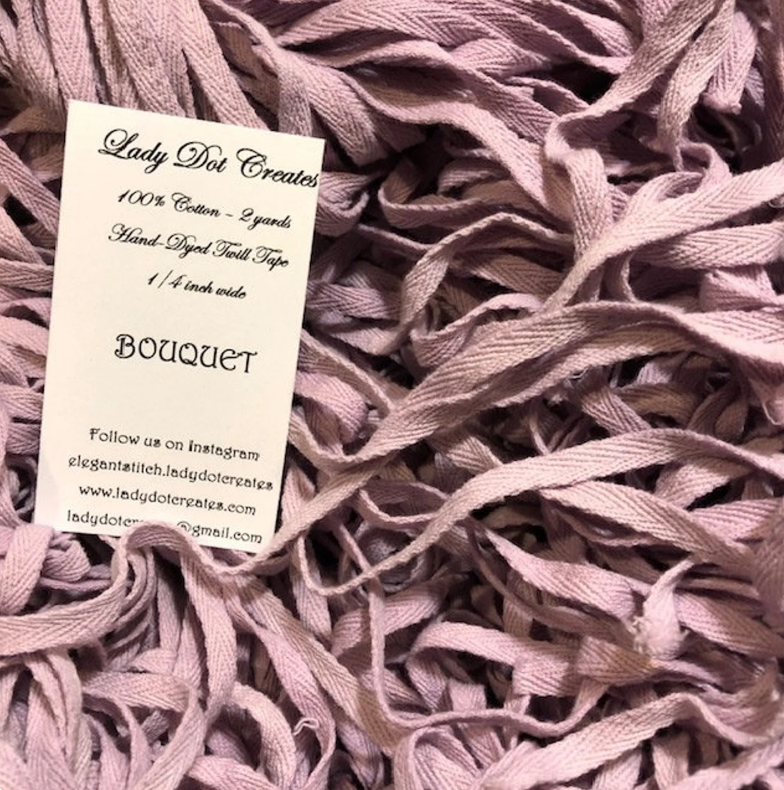 1/4" Wide Twill Tape - Bouquet - Hand-dyed Cotton - Lady Dot Create
