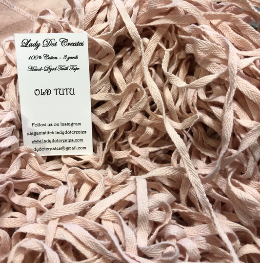 1/4" Wide Twill Tape - Old Tutu - Hand-dyed Cotton - Lady Dot Creates