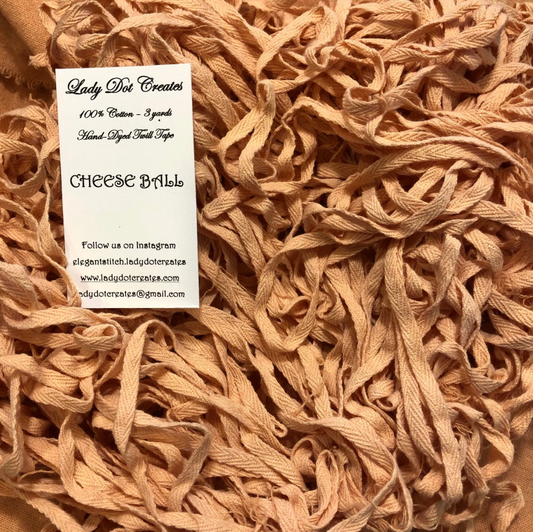 1/4" Wide Twill Tape - Cheese Ball - Hand-dyed Cotton - Lady Dot Creates