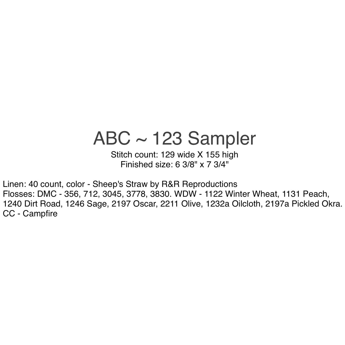 ABC ~ 123 Sampler - With Thy Needle and Thread (Brenda Gervais)