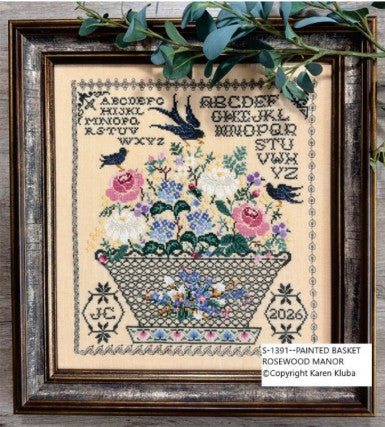 Painted Basket - Rosewood Manor - 2026 Needlework Marketplace PREORDER