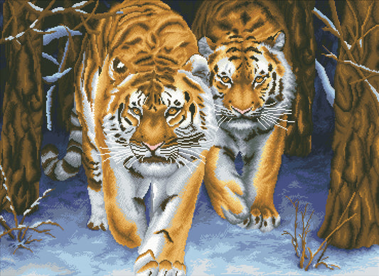 No Count Cross Stitch - Stalking Tigers