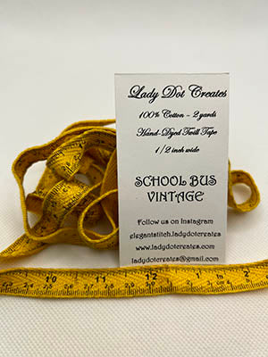 1/4" Wide Twill Tape - School Bus Vintage - Hand-dyed Cotton - Lady Dot Creates