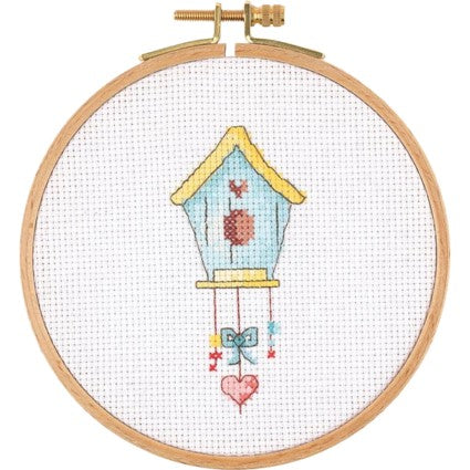 Cross Stitch Kit with Wooden Hoop Kit - Bird House