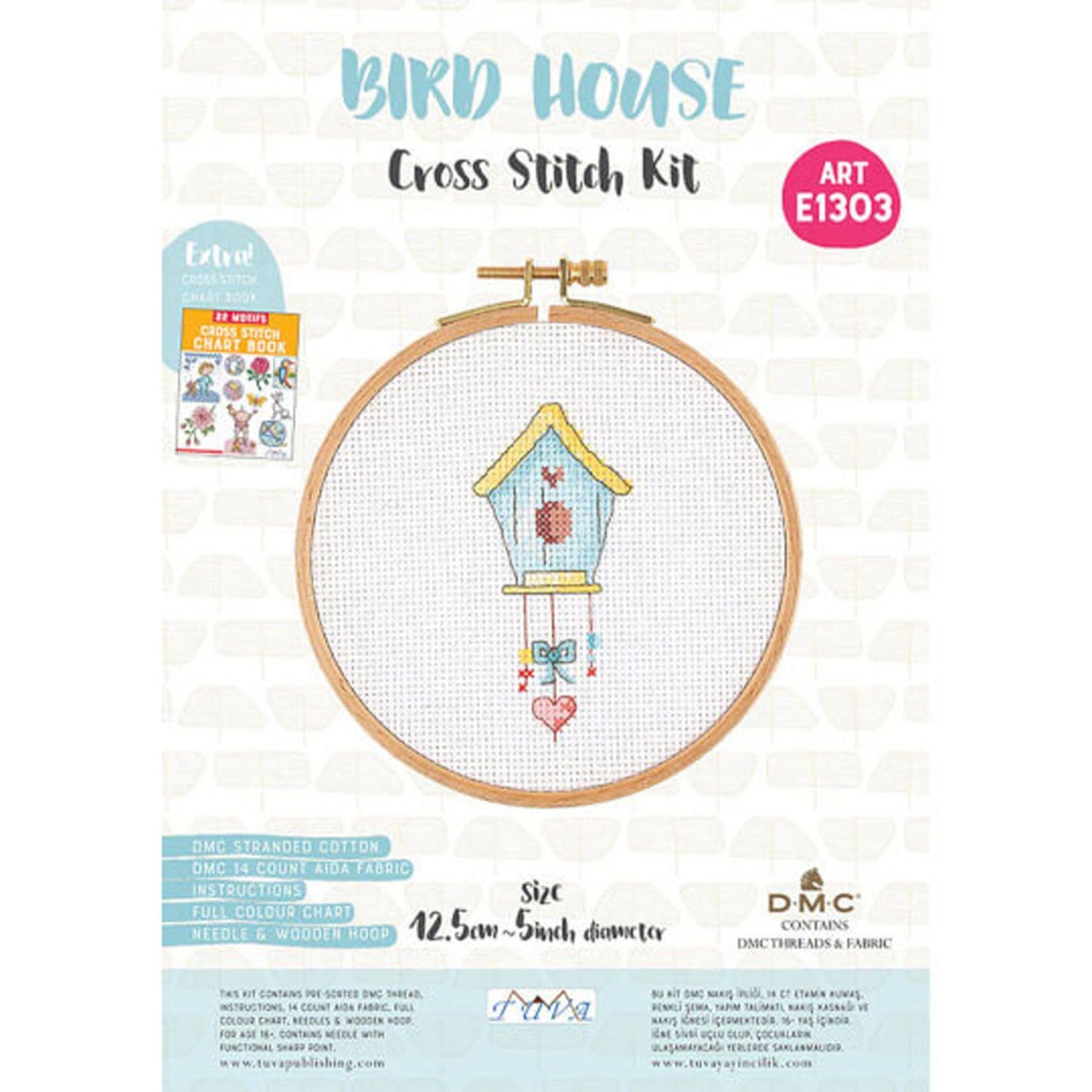 Cross Stitch Kit with Wooden Hoop Kit - Bird House