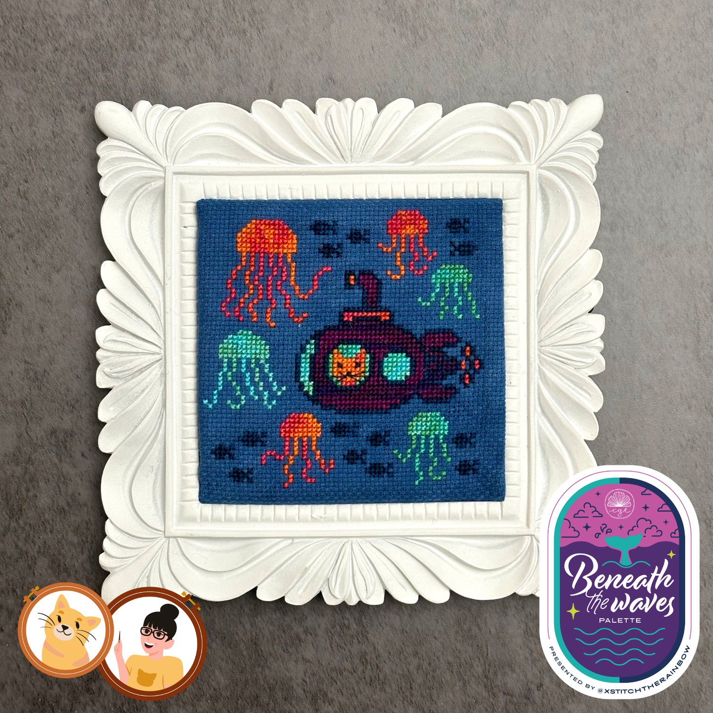 Jam and the Jellies (xStitch the Rainbow - Beneath the Waves Palette) - TopKnot Stitcher