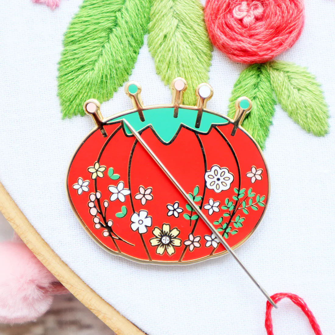 Pin Cushion Needle Minder - Flamingo Toes